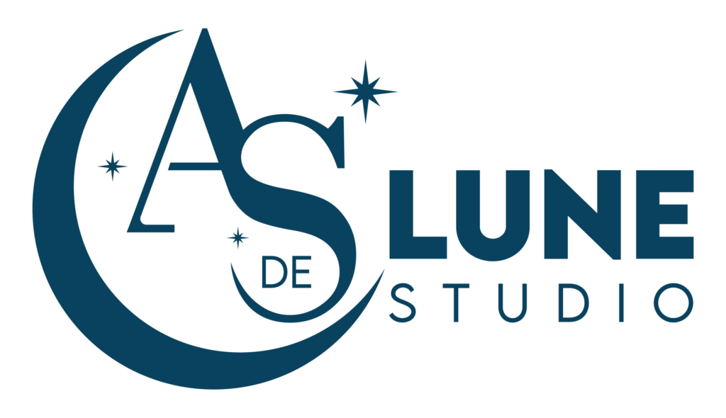 logo horizontal d'As de Lune Studio bleu